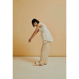 Alia アリア Docking silhouette tops white (カットソー(半袖/袖なし))