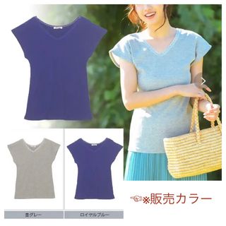 CLOTHY★ レース使い・フレンチスリーブTシャツ(Tシャツ(半袖/袖なし))