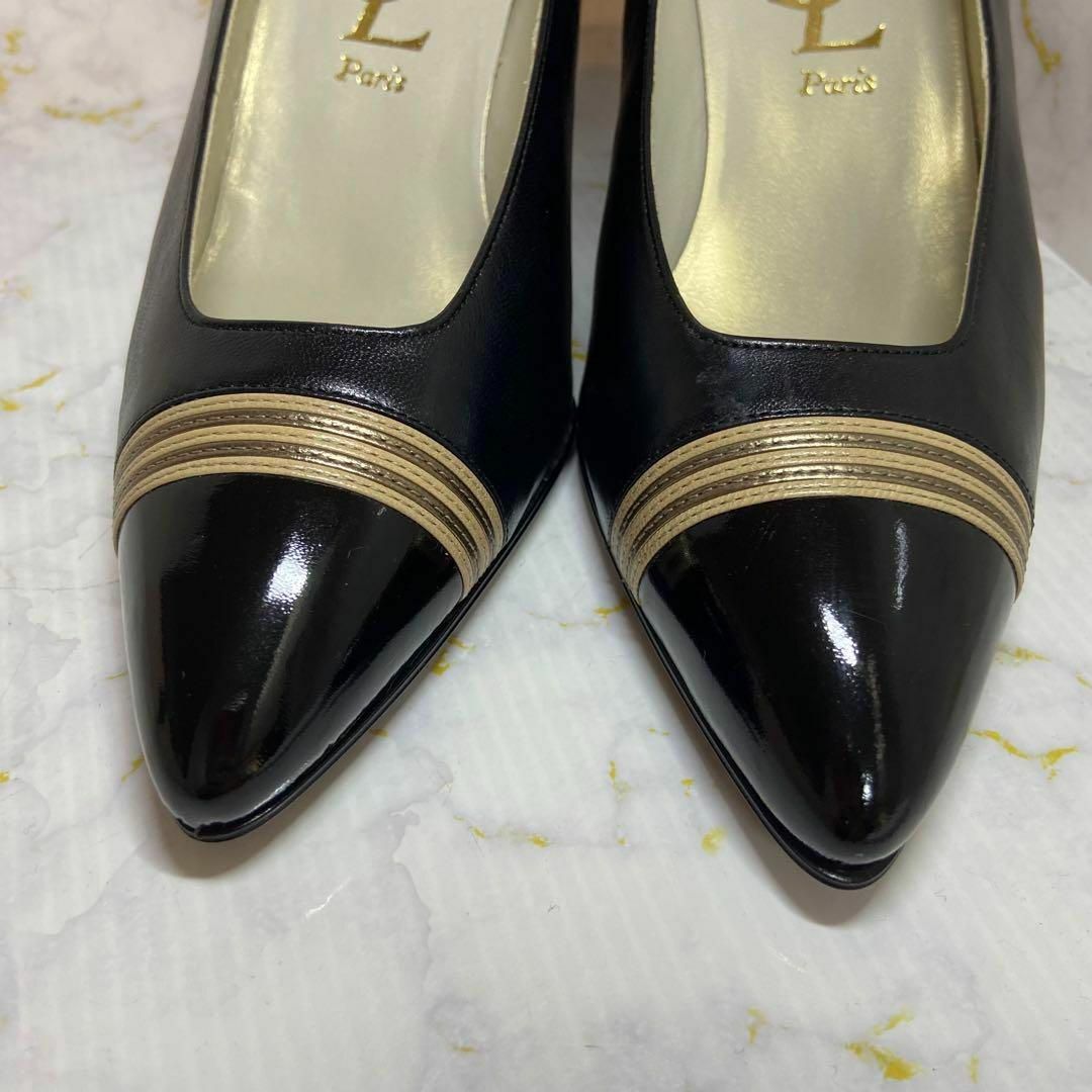 Yves Saint Laurent(イヴサンローラン)の★ほぼ未使用★YSLサン•ローラン ブラックカラーパンプス レザー35.5サイズ レディースの靴/シューズ(ハイヒール/パンプス)の商品写真