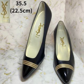 イヴサンローラン(Yves Saint Laurent)の★ほぼ未使用★YSLサン•ローラン ブラックカラーパンプス レザー35.5サイズ(ハイヒール/パンプス)