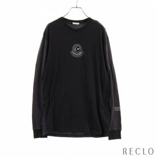 モンクレール(MONCLER)の ロングスリーブ Tシャツ ロゴ刺繍 ブラック ネイビー グレー バイカラー(Tシャツ/カットソー(七分/長袖))