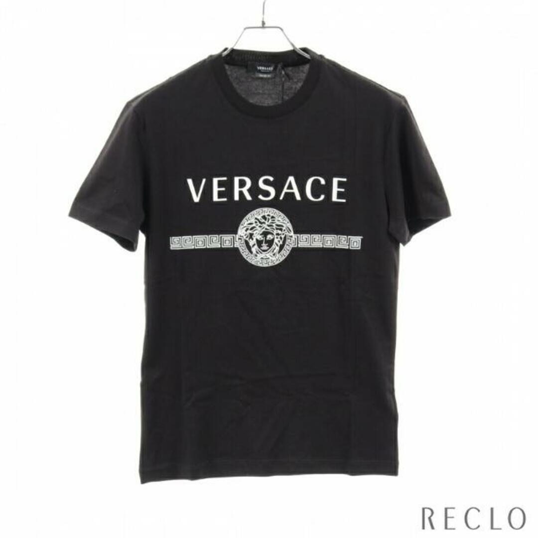 VERSACE - Tシャツ クルーネック ブラック ホワイト ロゴプリントの