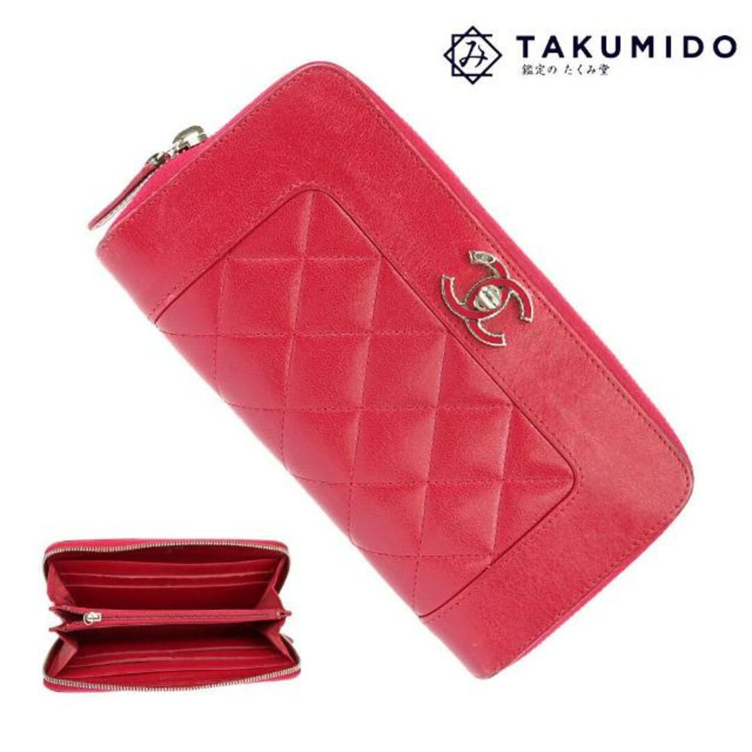CHANEL - シャネル ラウンドファスナー長財布 ココマーク 中古 ピンク