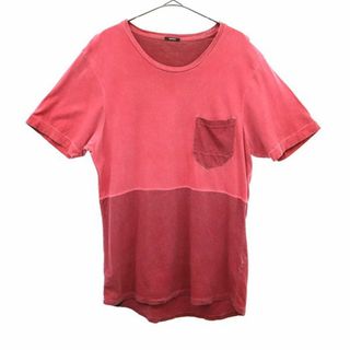 デンハム(DENHAM)のデンハム 切替 半袖 Tシャツ レッド DENHAM ポケット付き メンズ 【中古】  【230825】 メール便可(Tシャツ/カットソー(半袖/袖なし))