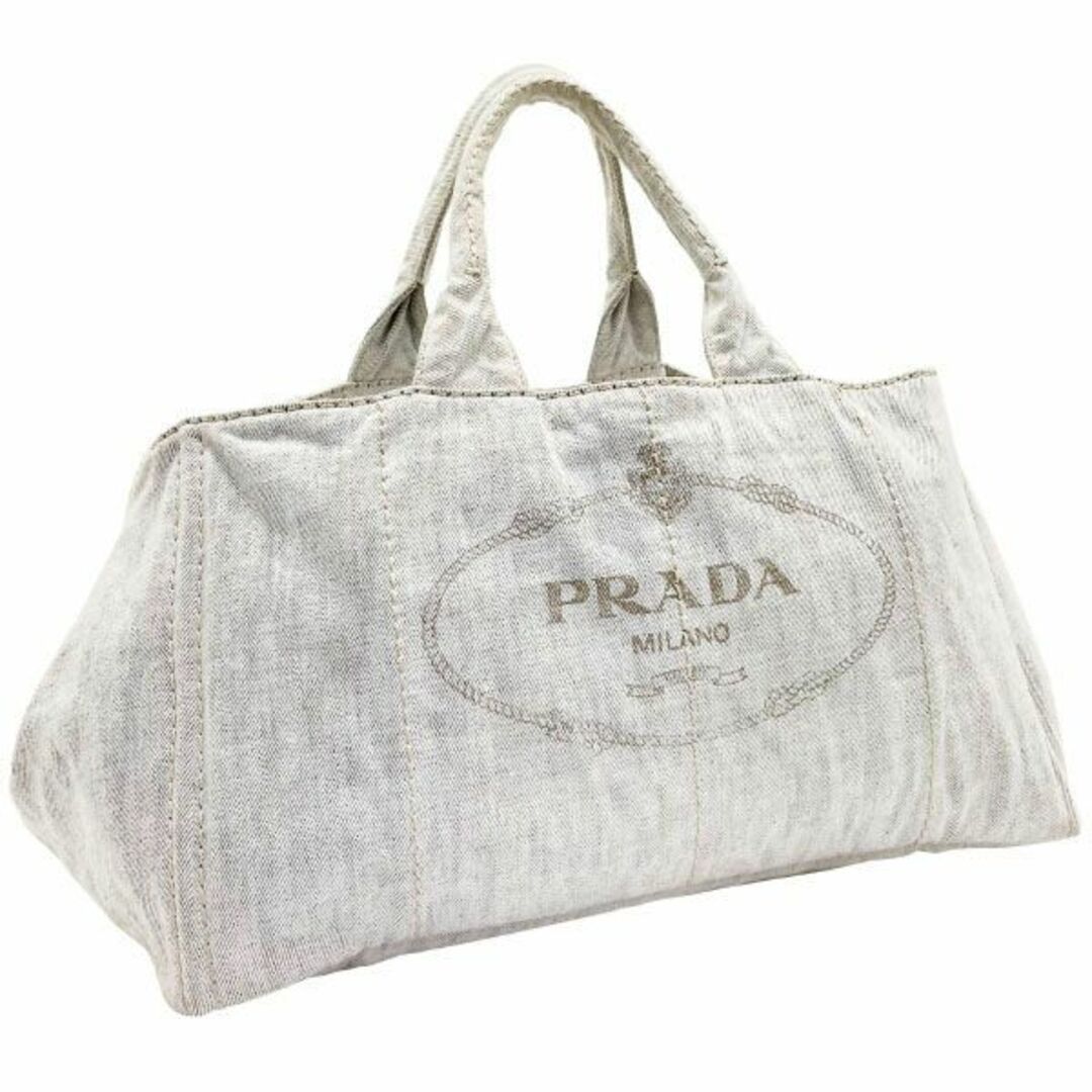 PRADA カナパ　ビアンコ　デニム　グレー　ホワイト　Mサイズ