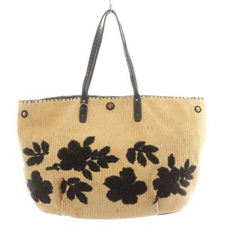 トリーバーチ(Tory Burch)のトリーバーチ かごバッグ ハンドバッグ ショルダーバッグ 花柄 ベージュ 黒(かごバッグ/ストローバッグ)