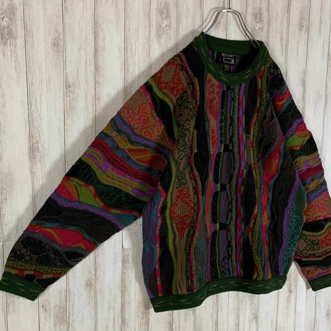 【希少】COOGI クージー 3Dニット 立体 編み込み モノクロ 　XL