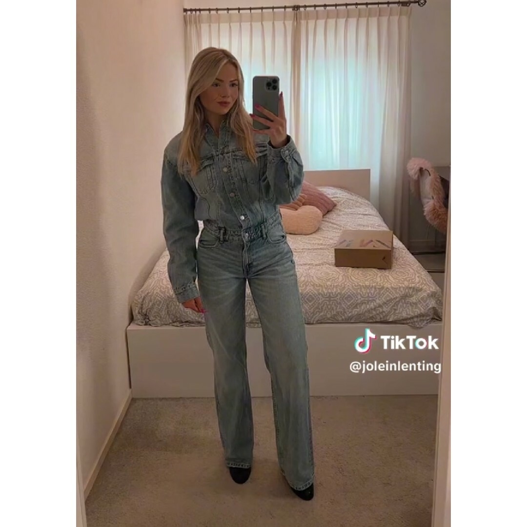 ZARA デニム TRF オーバーサイズ ジャンプスーツ Sサイズ ブルー ZARA デニム TRF オーバーサイズ ジャンプスーツ Sサイズ ブルー