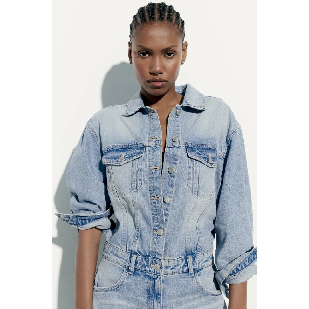 ZARA デニム TRF オーバーサイズ ジャンプスーツ Sサイズ ブルー ZARA デニム TRF オーバーサイズ ジャンプスーツ Sサイズ ブルー