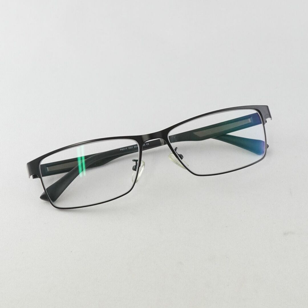 眼鏡 PORSCHE DESIGN ポルシェデザイン USED美品 P8317 C07 スクエア メンズ ブラック 日本製 KR X4868 1