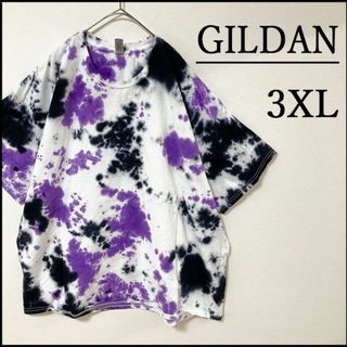 ギルタン(GILDAN)のメンズ服新品タイダイ半袖Tシャツ3XL　白紫黒 ブランド　総柄　大きめ　ブランド(Tシャツ/カットソー(半袖/袖なし))