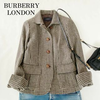 バーバリー(BURBERRY)のBURBERRY LONDON チェックツイードジャケットくるみボタンサイズ38(テーラードジャケット)