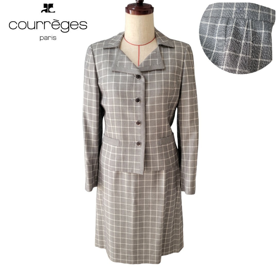 Courreges 【再ブーム】◇極美品◇ クレージュ Courrèges チェック柄 スーツ 9号の通販 by ☆YOUR CLOSET☆｜ クレージュならラクマ