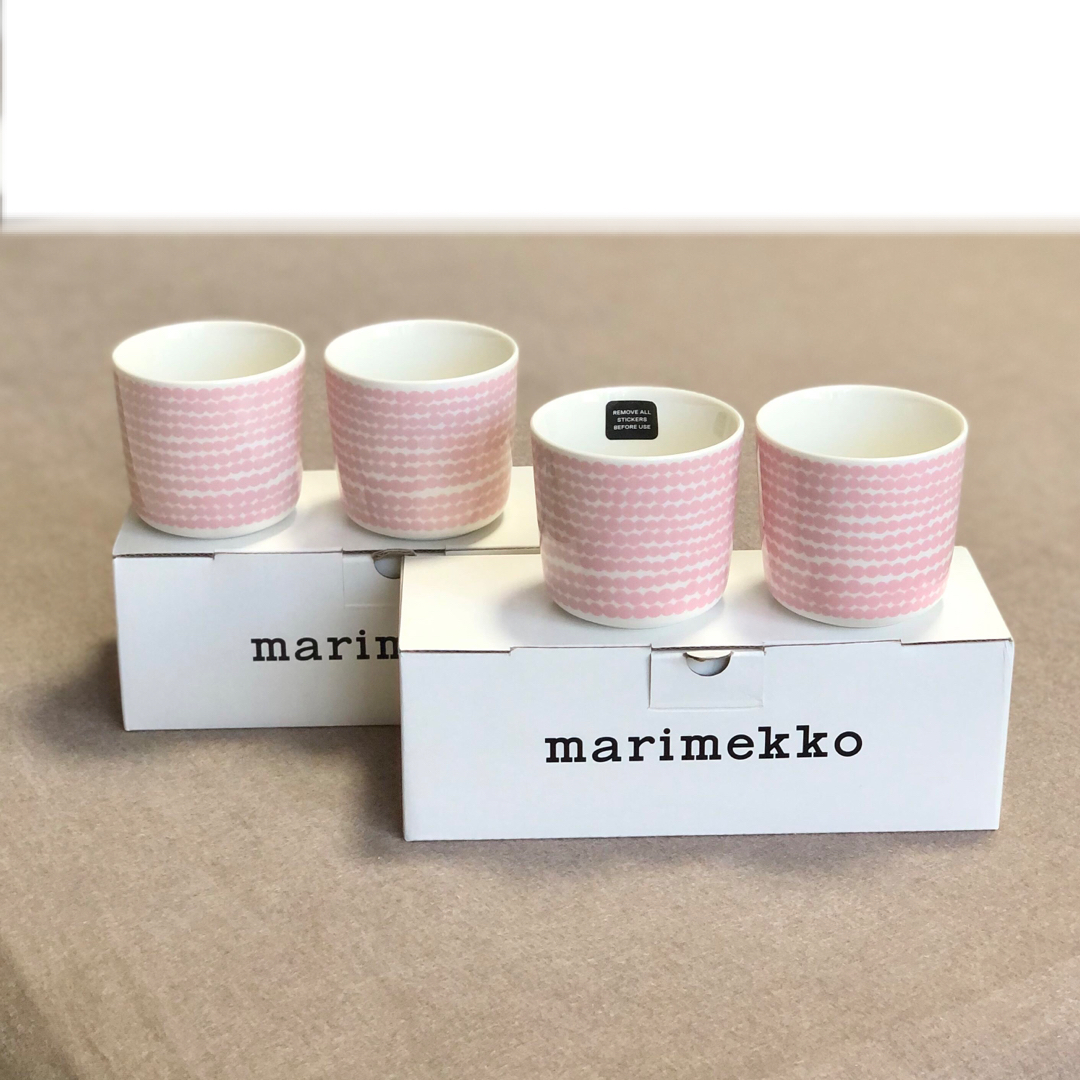 マリメッコ 【marimekko】ピンク・ドット柄マグ・蕎麦猪口・２個セット市民菜園デザイン