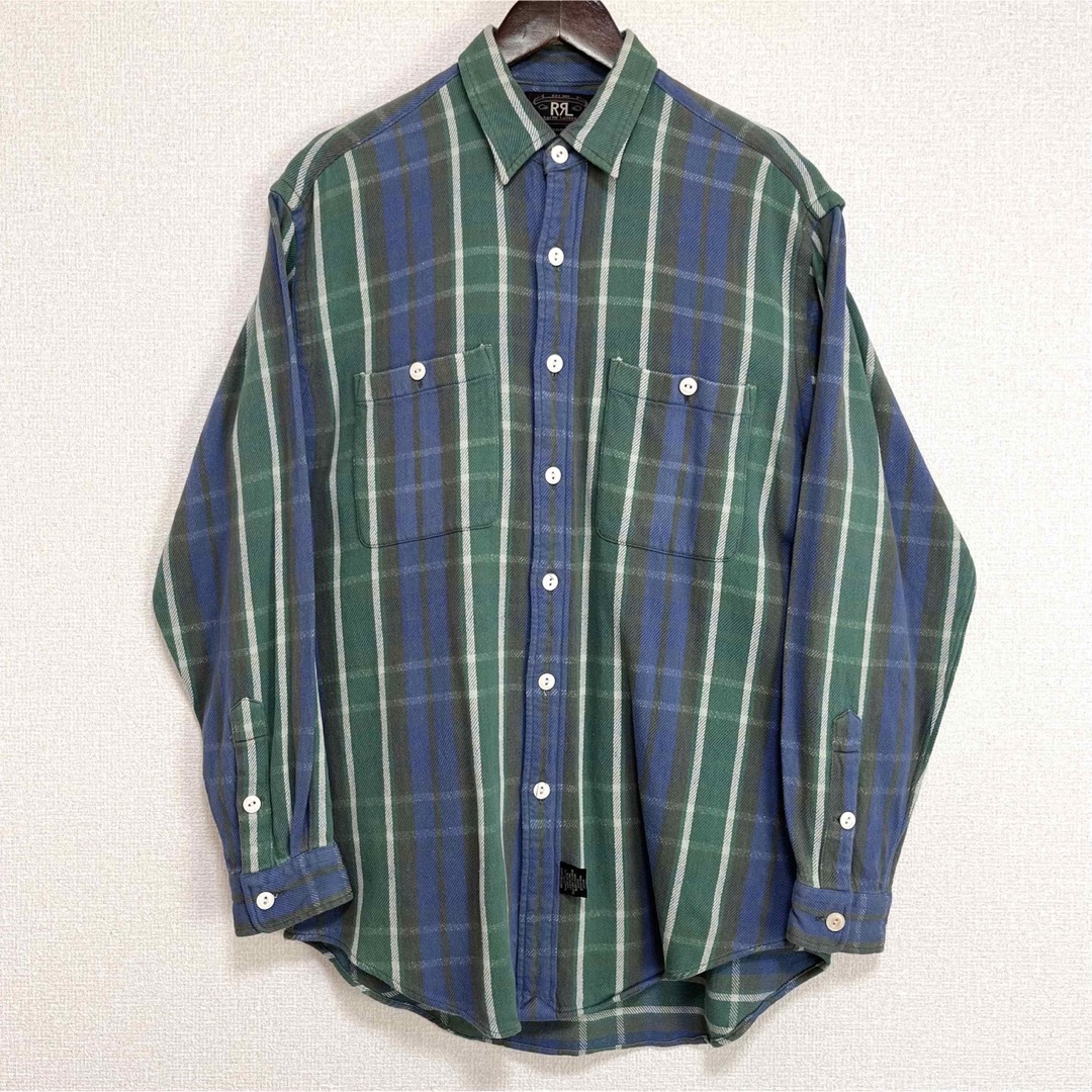 RRL ダブルアールエル ラルフローレン ネルシャツ グリーン チェック 90s