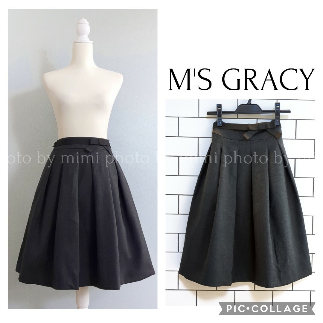 M'S GRACY*リボン付きタックフレアスカート