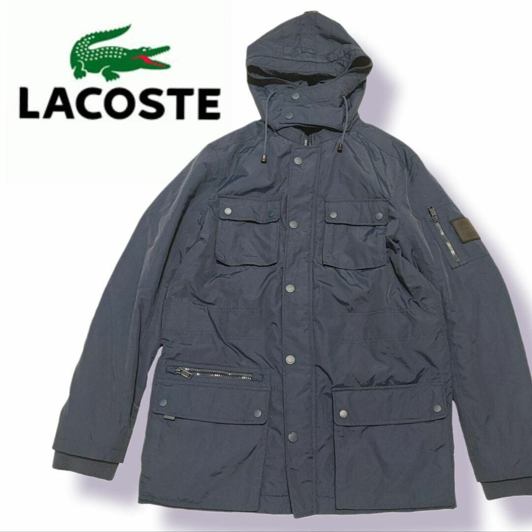 希少 LACOSTE【46】アウター ダウンジャケット ナイロン ネイビー-