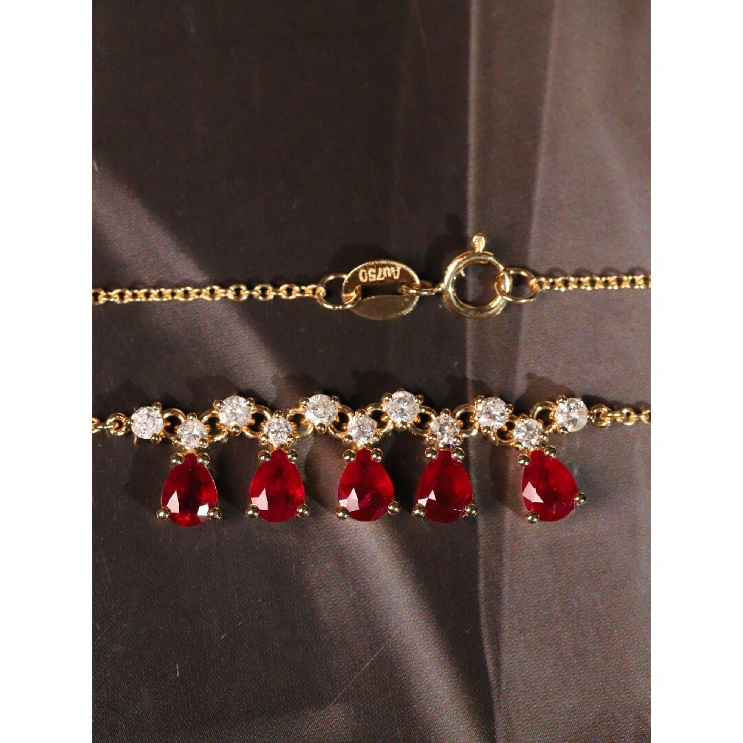 天然ダイヤモンド付きルビーネックレスk18 レディースのアクセサリー(ネックレス)の商品写真