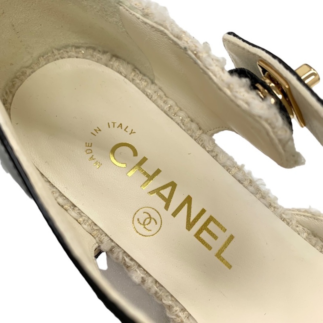 CHANEL(シャネル)のシャネル CHANEL メリージェーン フラットシューズ 靴 ファブリック パテント ホワイト ブラック ツイード ターンロック  ココマーク レディースの靴/シューズ(その他)の商品写真