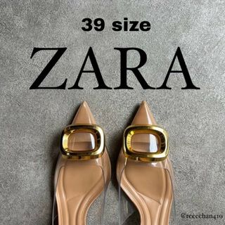 ザラ(ZARA)のZARA　ビジュー ビニール スリングバックシューズ　39サイズ　透明(ミュール)