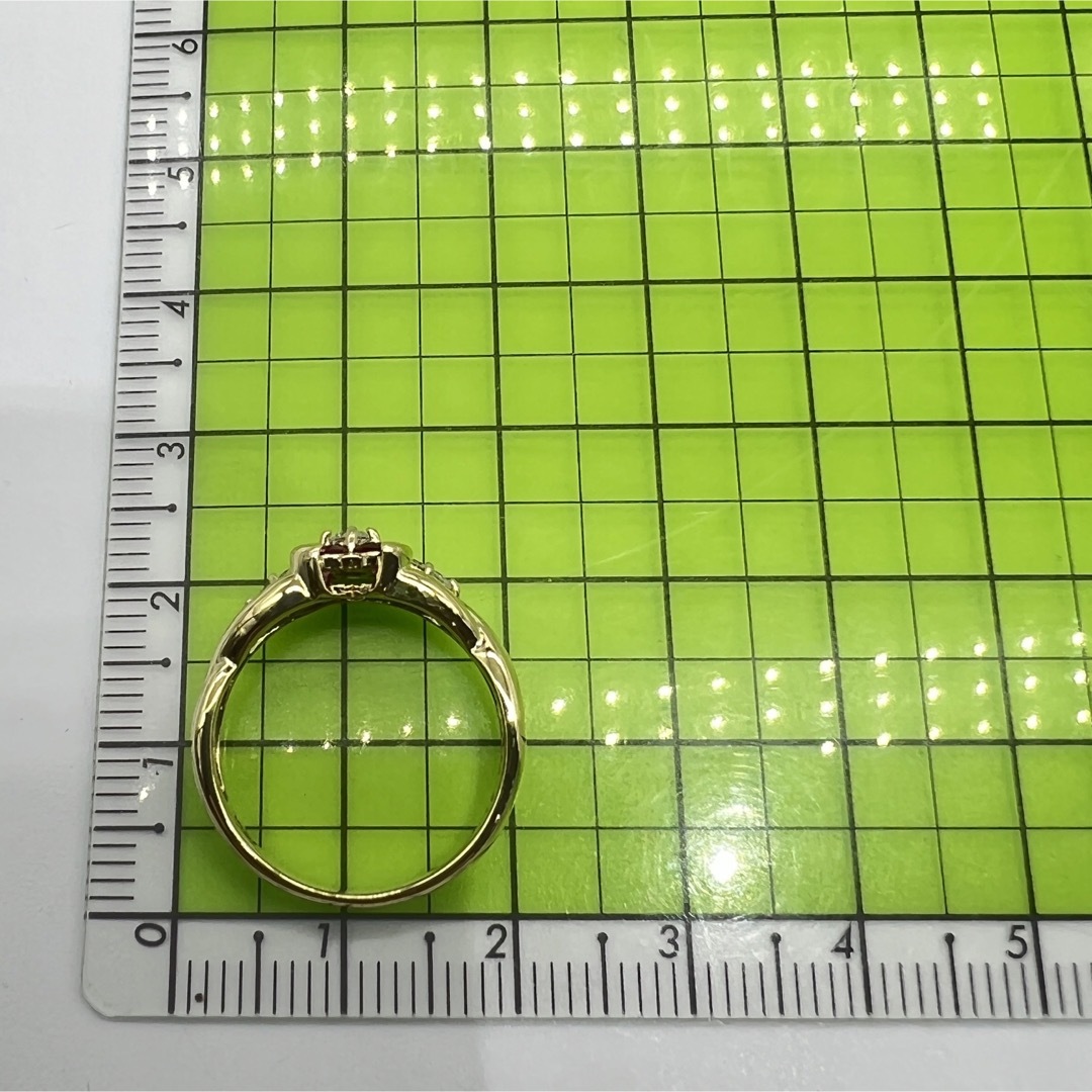 K18 天然　ルビー　ダイヤモンド　リング レディースのアクセサリー(リング(指輪))の商品写真