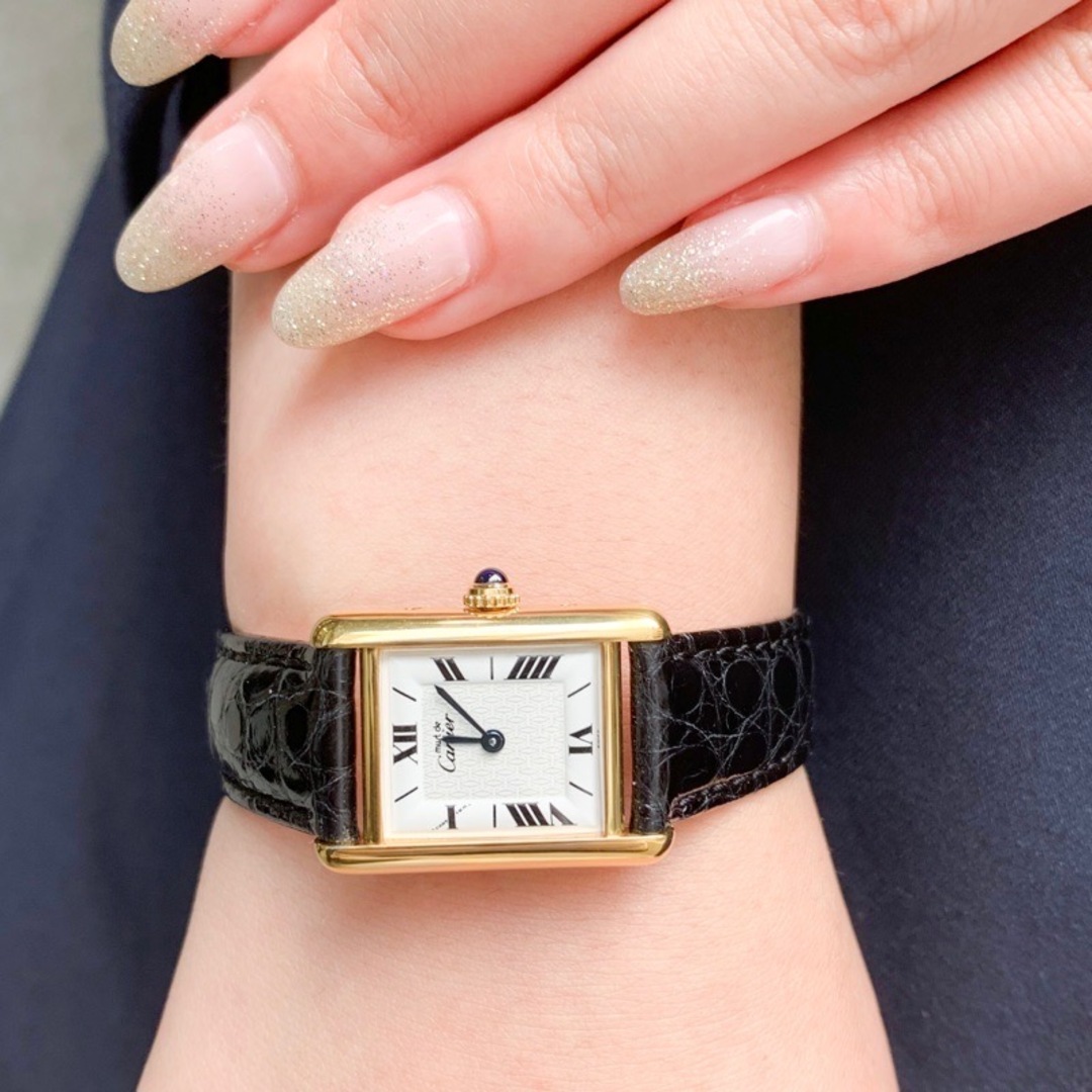 【OH済/ベルト2色】カルティエ マストタンク SM ホワイトローマン文字盤 ゴールド シルバー レディース 腕時計 CARTIER 時計