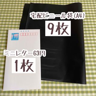 ★ 宅配ビニール袋(A4) 9枚・ミニレター1枚 セット(使用済み切手/官製はがき)