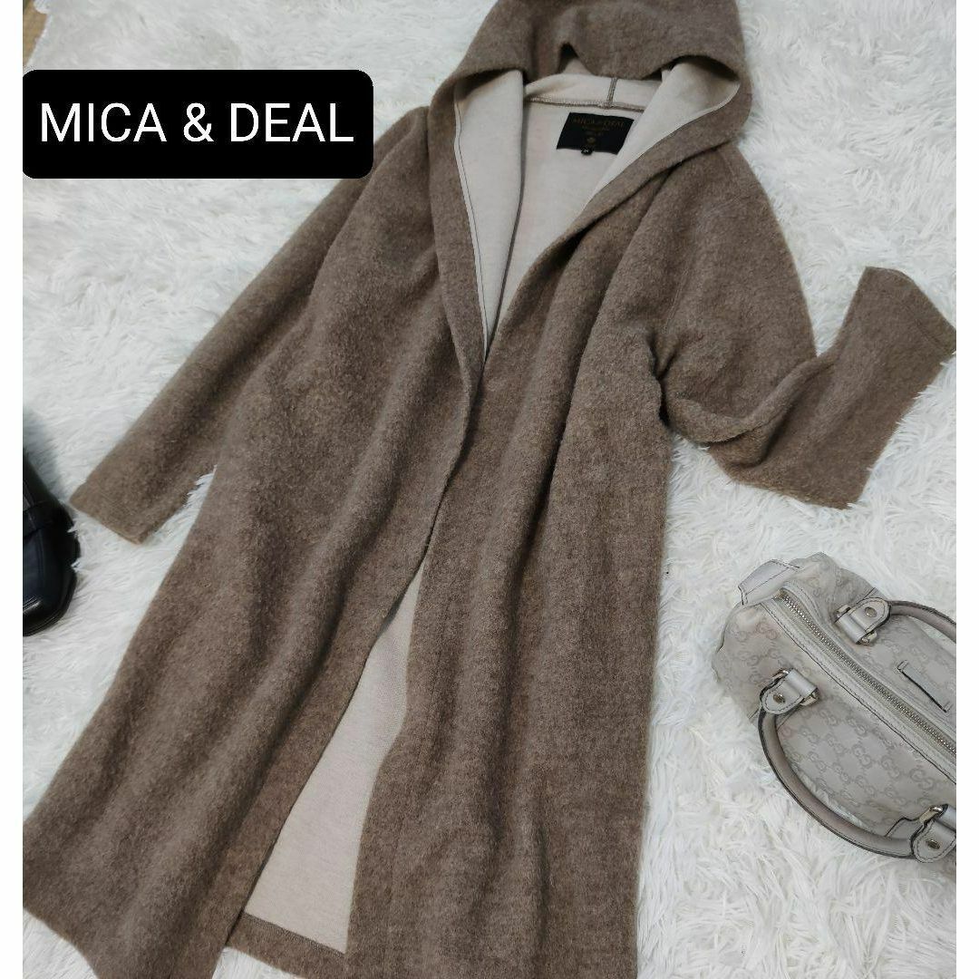 MICA & DEAL【36】ブラウン ウール フード ミディアム丈　b35レディース