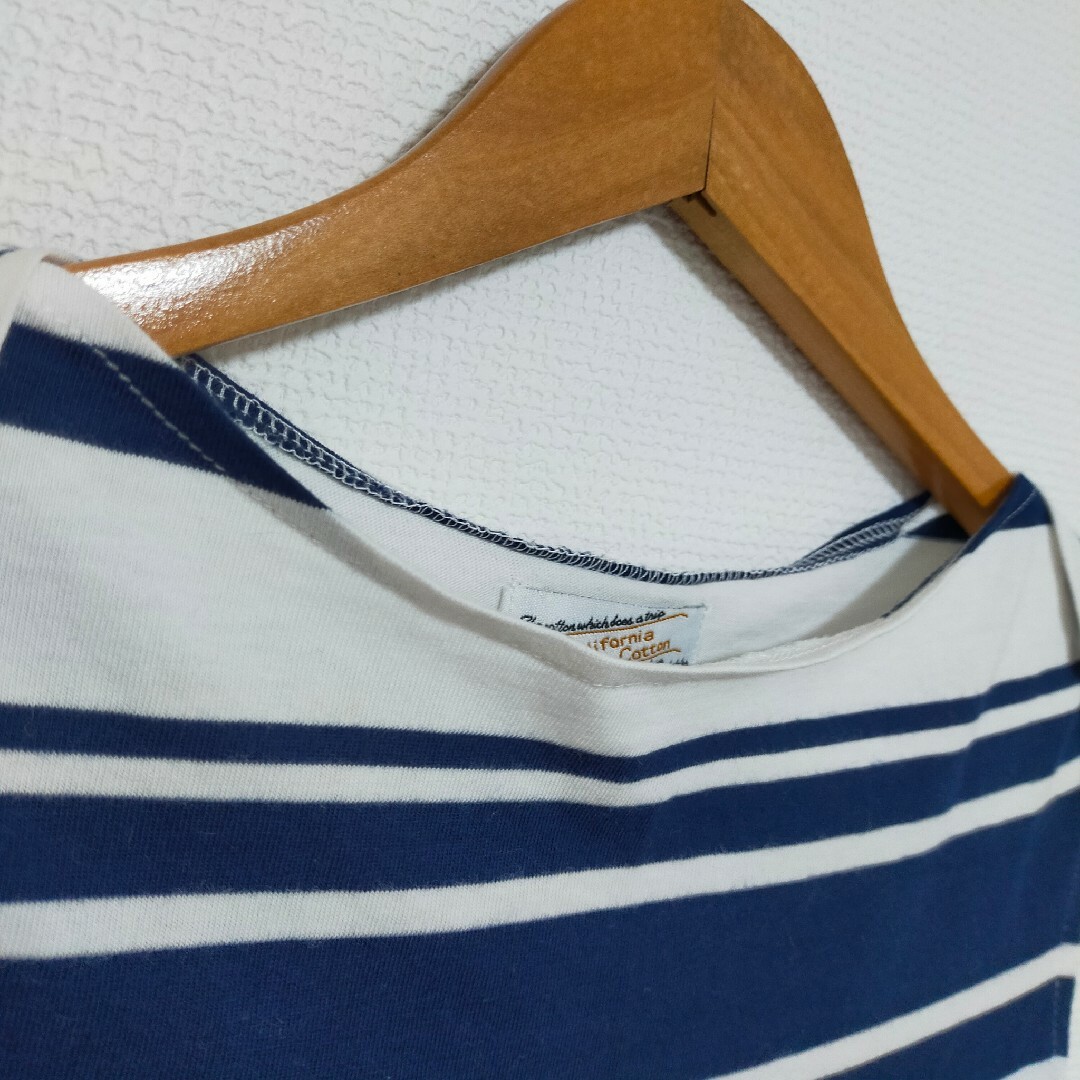 ボーダーボートネック ノースリーブ レディースのトップス(カットソー(半袖/袖なし))の商品写真