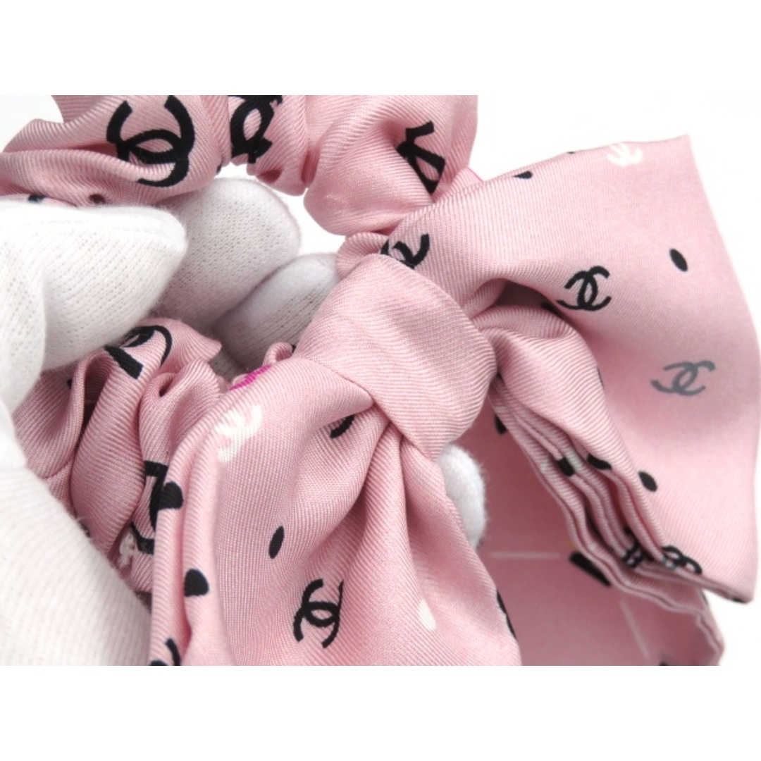 ■美品■ シャネル リボン シュシュ シルク ピンク 箱 【28878】