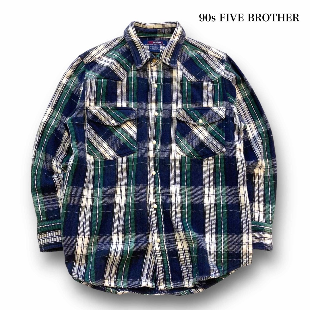 90’s USA製 FIVE BROTHER ヘヴィー フランネルシャツ XL