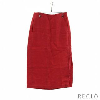 オーラリー(AURALEE)のLINEN GABARDINE SLIT SKIRT スカート リネン レッド サイドスリット(ひざ丈スカート)