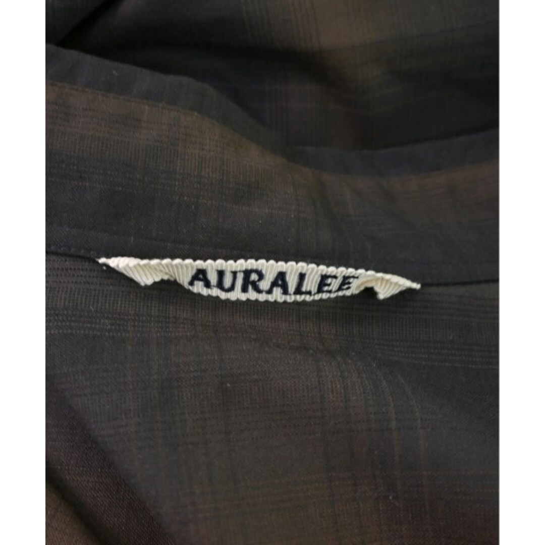 AURALEE オーラリー カジュアルシャツ 4(M位) 茶x紺(総柄) 【古着】【中古】