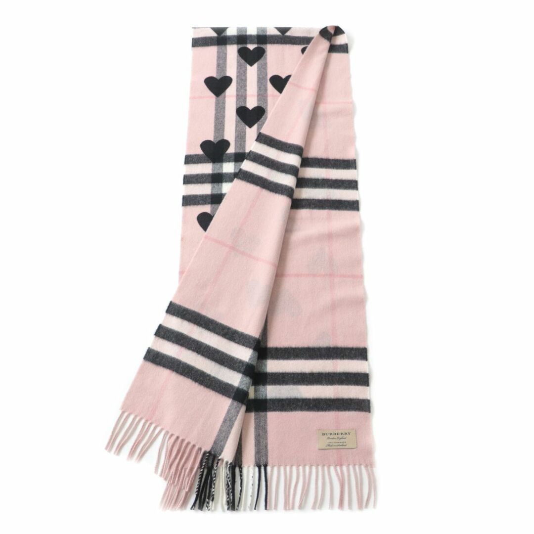 BURBERRY 極美品☆BURBERRY バーバリー 4042382 ハート×チェック カシミヤ100% フリンジ付き マフラー レディース  ピンク×ブラック 168cm×30cmの通販 by 衣類＆ブランドリサイクル GREEN ラクマ店｜バーバリーならラクマ