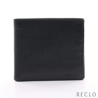 プラダ(PRADA)の 二つ折り財布 サフィアーノレザー ブラック ロゴ型押し(折り財布)