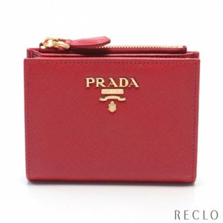 プラダ(PRADA)のSAFFIANO METAL 二つ折り財布 サフィアーノレザー レッド(財布)