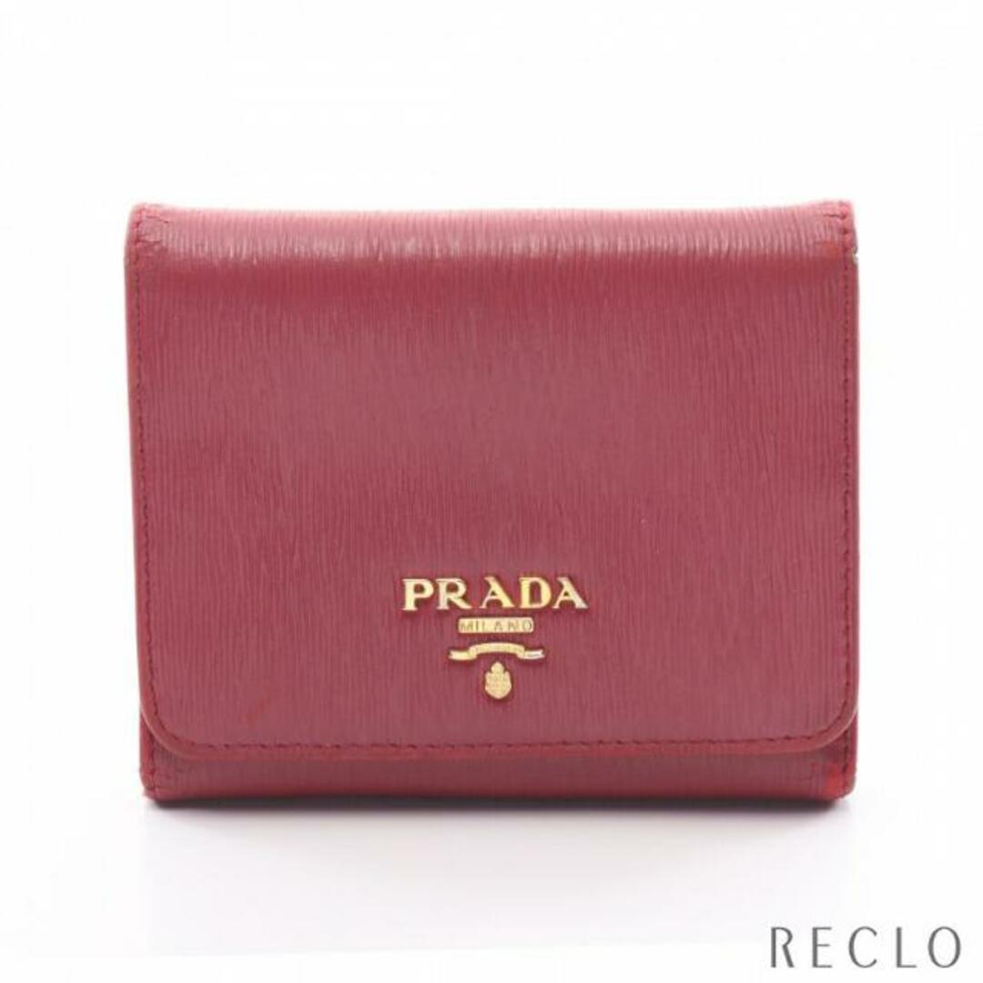 9cmヨコ正規品 PRADA プラダ 折り財布 箱付き ピンク VITELLO MOVE