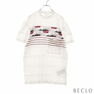 プラダ(PRADA)の Tシャツ クルーネック 半袖 ボーダー ホワイト レッド(Tシャツ/カットソー(半袖/袖なし))