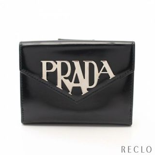 PRADA プラダ エナメル 二つ折り 財布 ブラック 黒 ゴールド金具