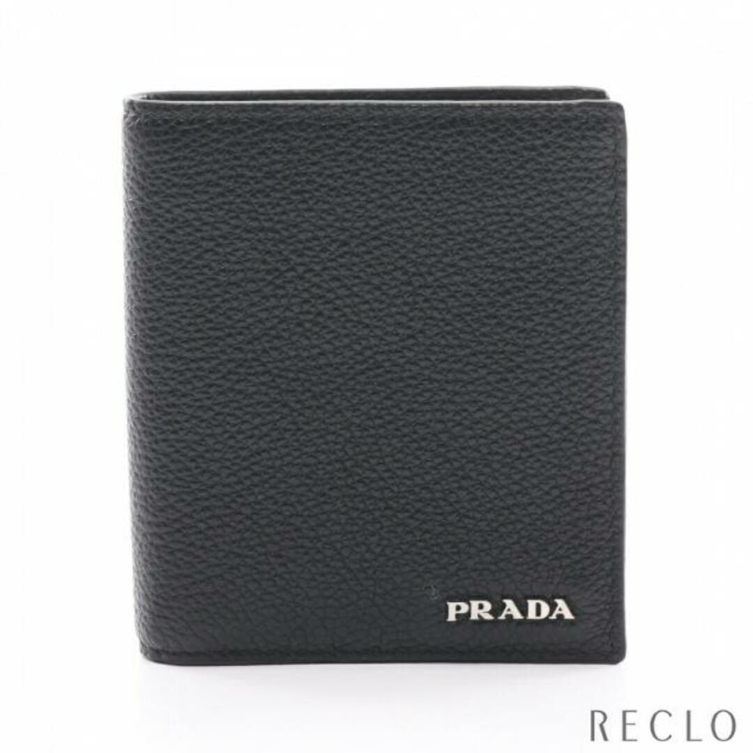 PRADA - 二つ折り財布 レザー ブラック ロゴの通販 by RECLOラクマ店 ...