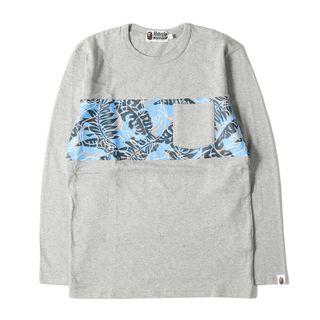 アベイシングエイプ(A BATHING APE)のA BATHING APE ア ベイシング エイプ Tシャツ サイズ:S 猿迷彩 ポケット クルーネック ロングスリーブ Tシャツ グレー トップス カットソー 長袖 【メンズ】【中古】【美品】(Tシャツ/カットソー(七分/長袖))