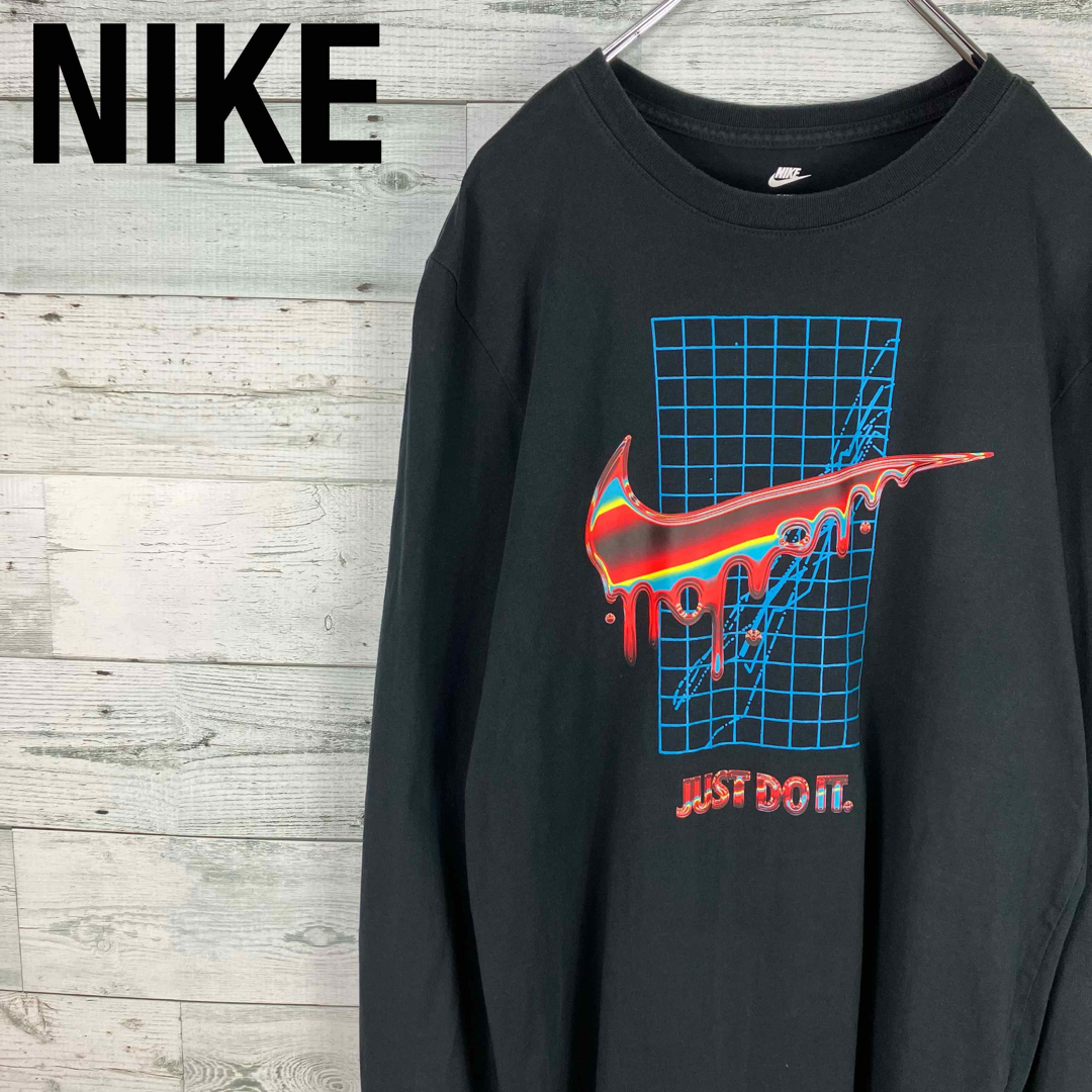 新品 NIKE ナイキ ビッグプリント デカロゴ ロングスリーブシャツ ロンT-
