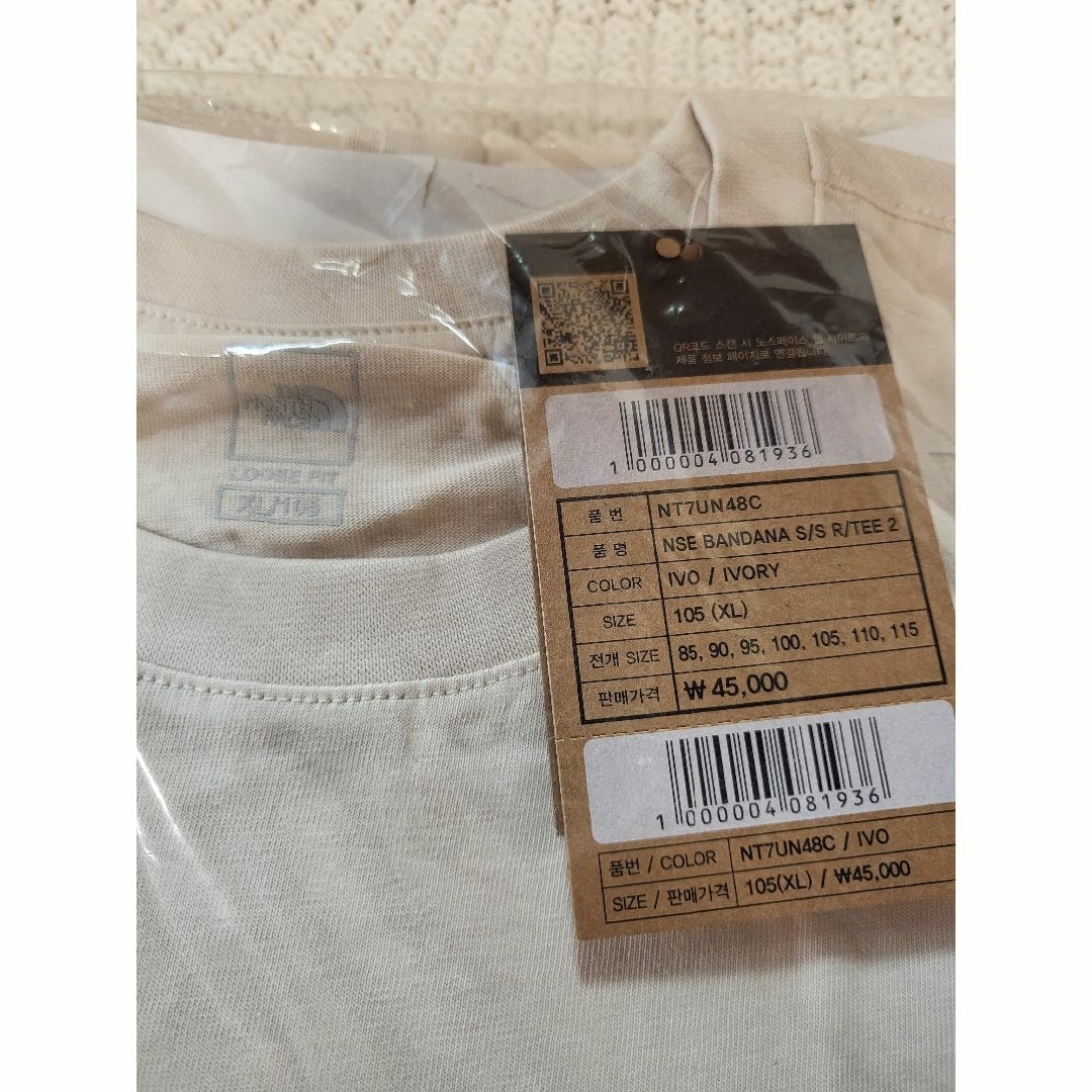 【正規品】ノースフェイス 韓国限定 Tシャツ バンダナ アイボリー XLサイズ