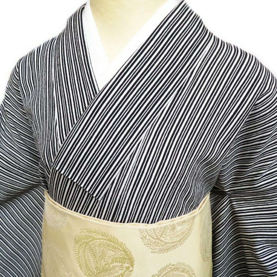 東京オリンピック 小紋 着物 正絹 単衣 カジュアル ストライプ 縦縞