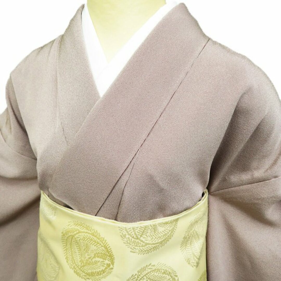 江戸小紋 着物 正絹 単衣 カジュアル 万筋 縦縞模様 蘇芳香色 身丈