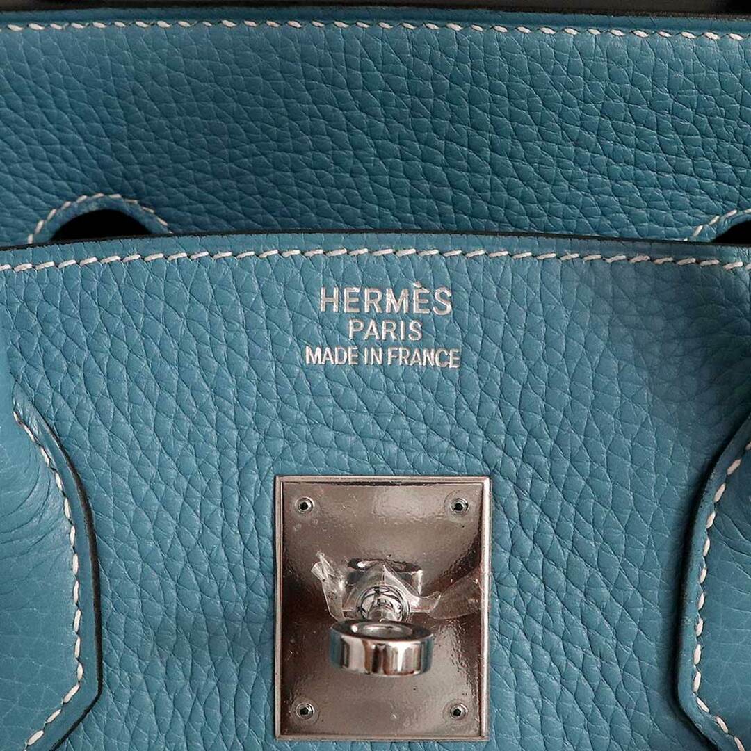 エルメス ハンドバッグ バーキン35 □I刻印(2005年) トリヨンクレマンス ブルージーン レザー 革 レディース 女性 シルバー金具 HERMES birkin35 hand bag silver
