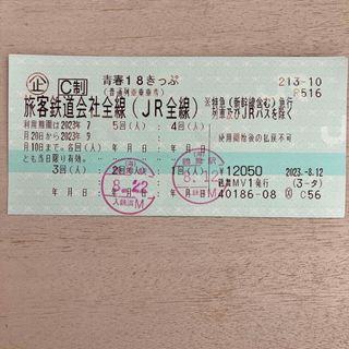 青春18きっぷ　青春18切符　残3回分(鉄道乗車券)