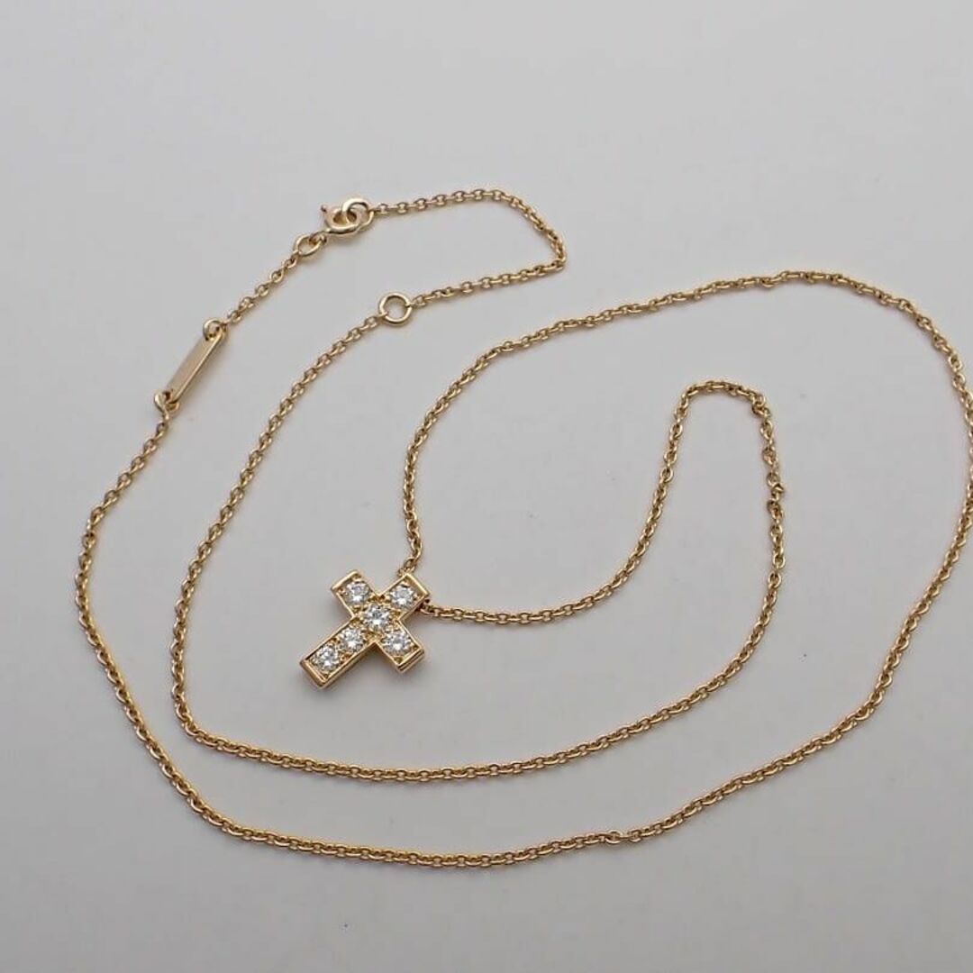 Van Cleef & Arpels - ヴァンクリ K18 ダイヤ クロス ネックレス 45cm
