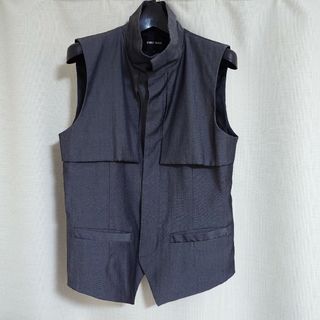 【美品】PUBLIC IMAGE スタンドカラー比翼ベスト【2灰】