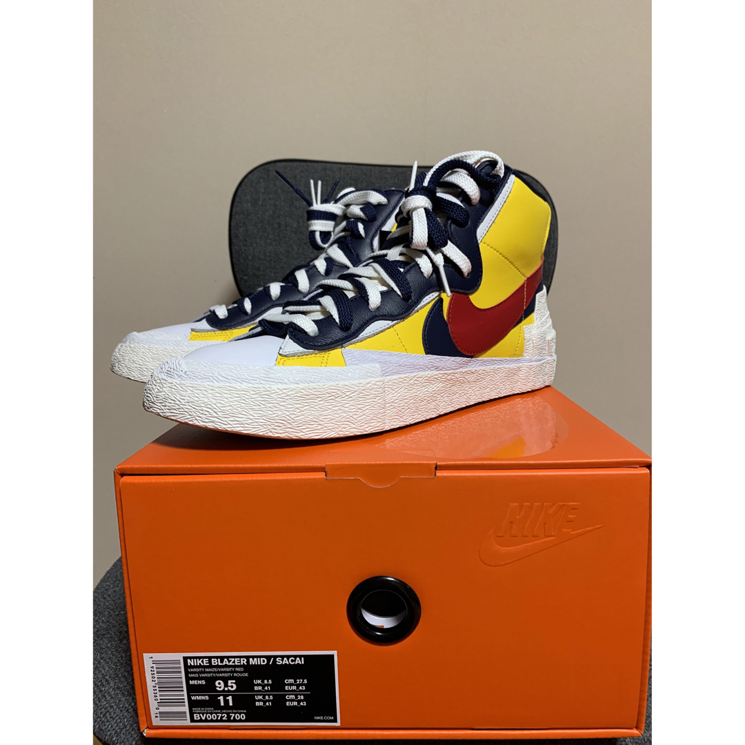 sacai NIKE Blazer MID yellow イエロー 26.5cm